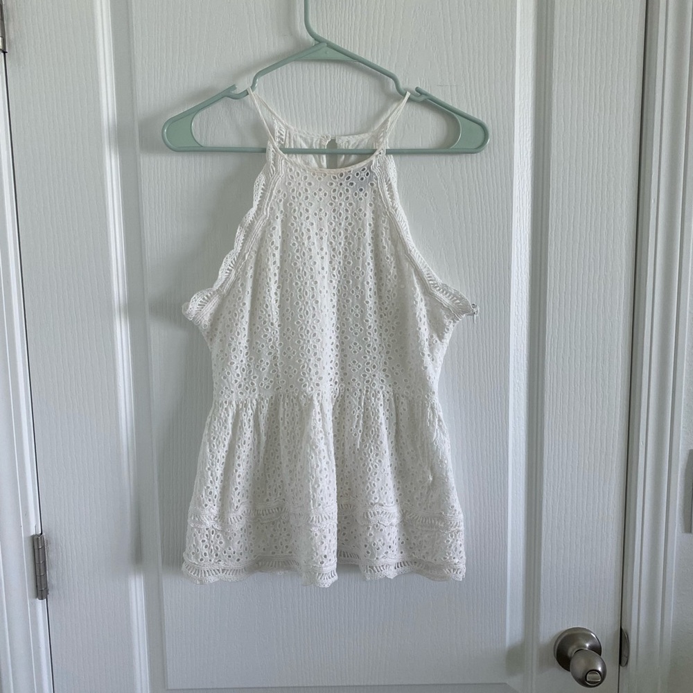 Lulu's White Lace Detail Top